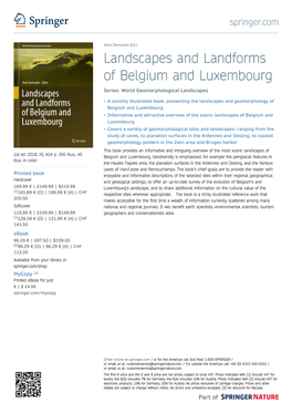 Landscapes and Landforms of Belgium and Luxembourg Series: World Geomorphological Landscapes