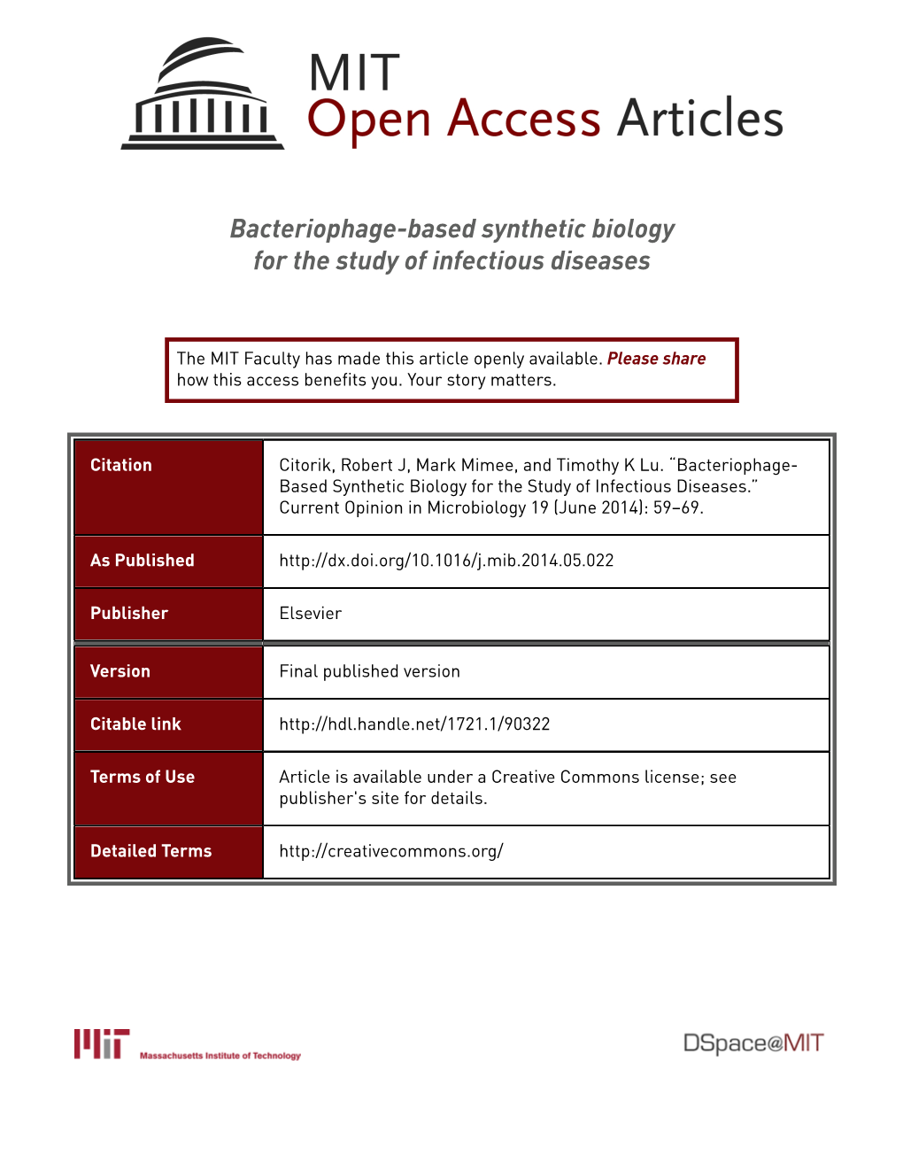 Bacteriophage-Based Synthetic Biology for the Study of Infectious Diseases