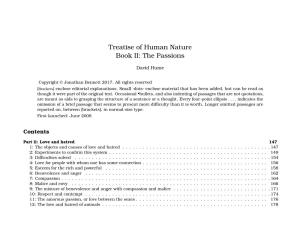 Treatise of Human Nature Book II: the Passions