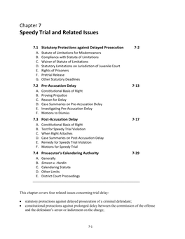 Speedy Trial and Related Issues