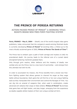 The Prince of Persia Returns