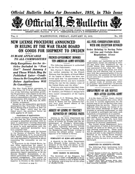Official Bulletin Index for December, 1918, in This Issue