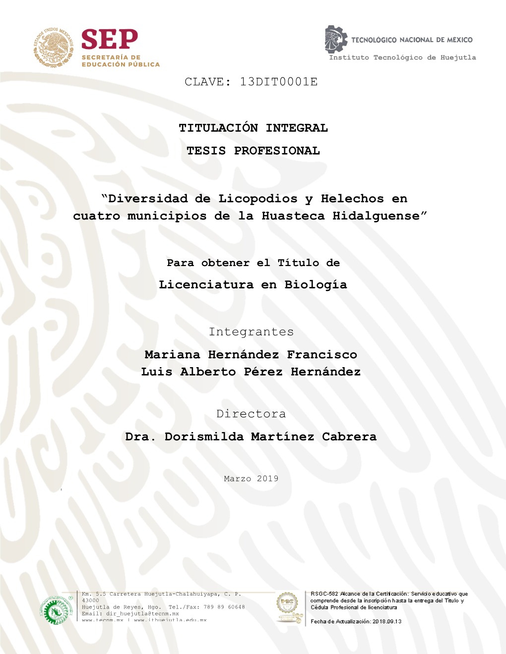 Diversidad De Licopodios Y Helechos En Cuatro Municipios De La Huasteca Hidalguense”