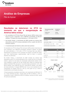 Análise De Empresas Pão De Açúcar