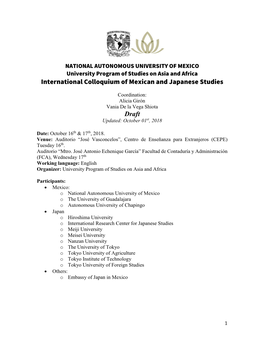 International Colloquium of Mexican and Japanese Studies Draft