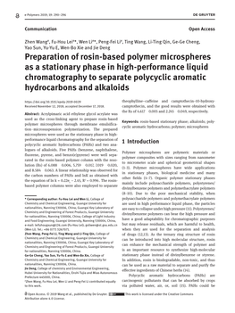 Preparation of Rosin-Based Polymer Microspheres As a Stationary Phase