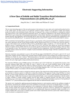 Electronic Supporting Information a New Class of Soluble and Stable Transition-Metal-Substituted Polyoxoniobates: [Cr2(OH)4Nb10o