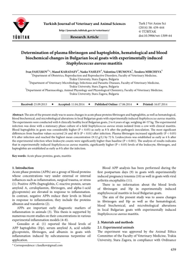Determination of Plasma Fibrinogen and Haptoglobin, Hematological