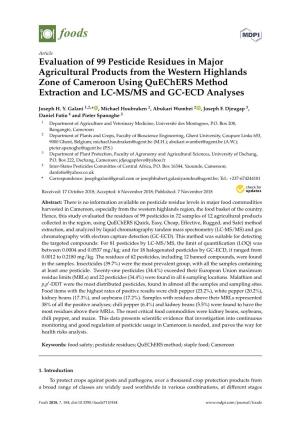 Evaluation of 99 Pesticide Residues in Major Agricultural Products