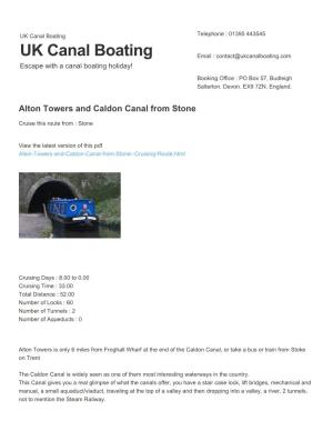 Alton Towers and Caldon Canal from Stone | UK Canal Boating