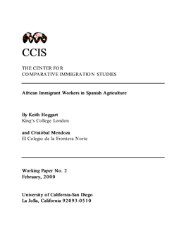 THE CENTER for COMPARATIVE IMMIGRATION STUDIES African