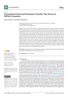 Generalized Trust and Economic Growth: the Nexus in MENA Countries