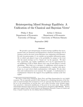 Reinterpreting Mixed Strategy Equilibria: a Unification of The