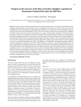 Progress in the Recovery of the Flora of Treeless Subalpine Vegetation in Kosciuszko National Park After the 2003 Fires