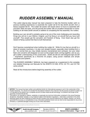 Introduction to Building: RUDDER ASSEMBLY MANUAL
