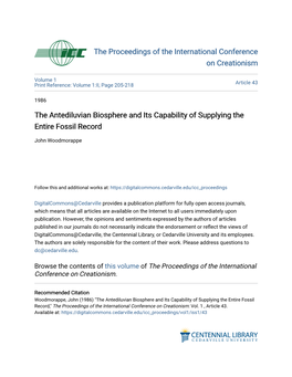 The Antediluvian Biosphere and Its Capability of Supplying the Entire Fossil Record