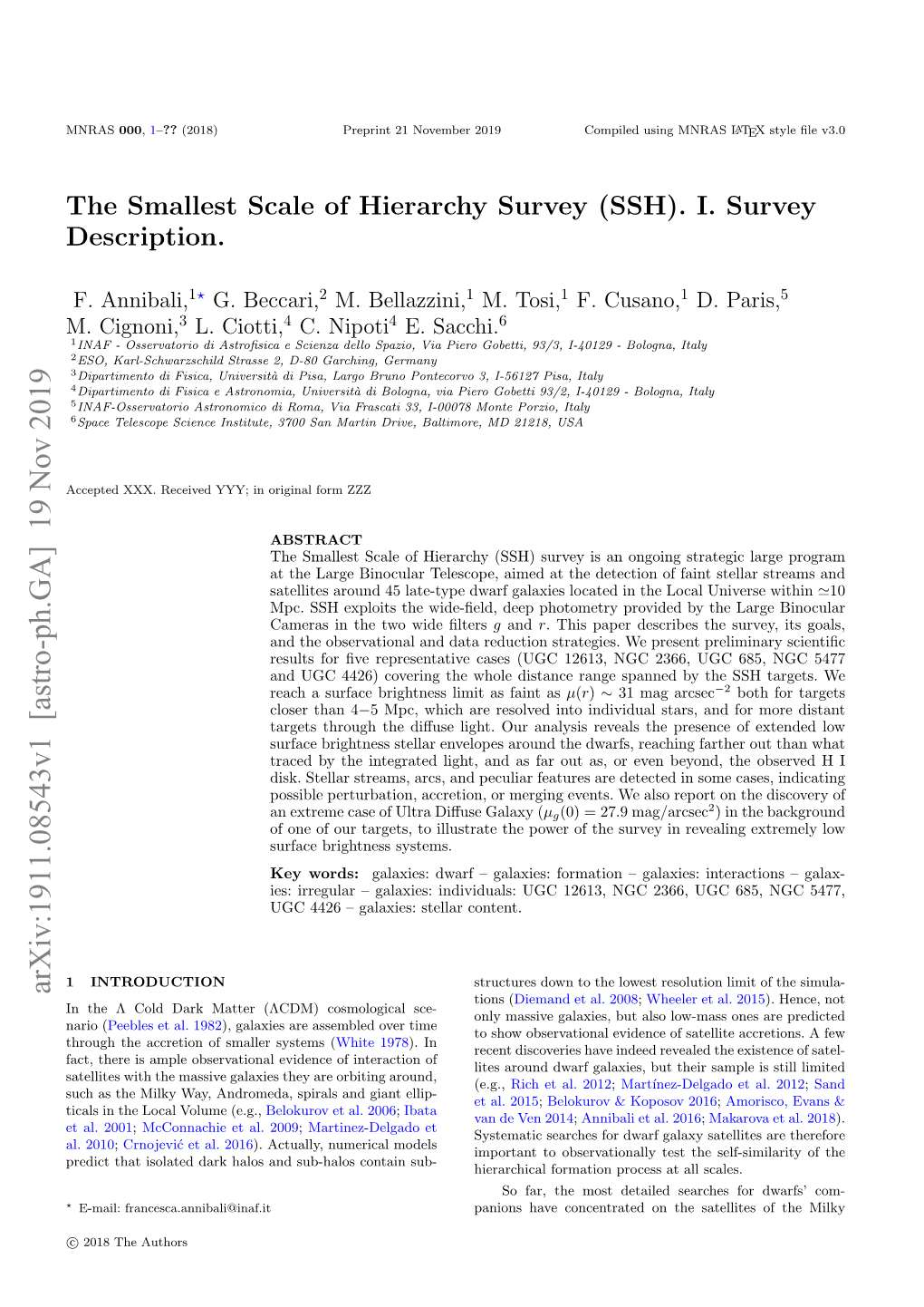 Arxiv:1911.08543V1 [Astro-Ph.GA] 19 Nov 2019 Tions (Diemand Et Al