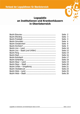 Logopädie an Institutionen Und Krankenhäusern in Oberösterreich