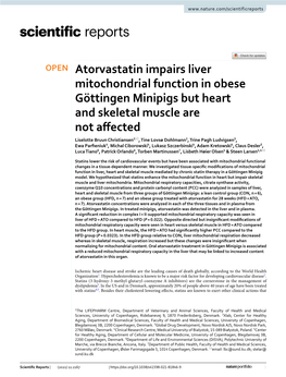 Atorvastatin Impairs Liver Mitochondrial Function in Obese