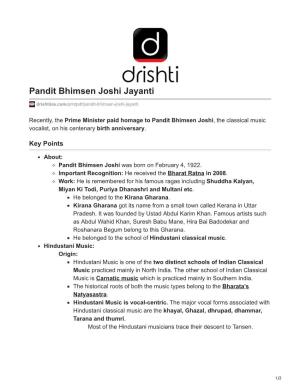 Pandit Bhimsen Joshi Jayanti