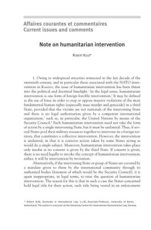 Note on Humanitarian Intervention