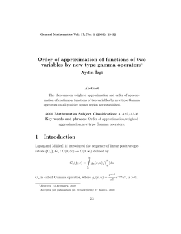 Order of Approximation of Functions of Two Variables by New Type Gamma Operators1 Aydın Izgi˙