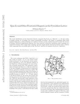 Spin-Ice and Other Frustrated Magnets on the Pyrochlore Lattice