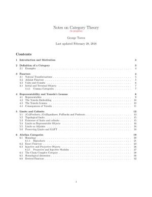 Notes on Category Theory (In Progress)