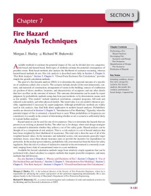Fire Hazard Analysis Techniques Chapter Contents Performing a Fire Morgan J