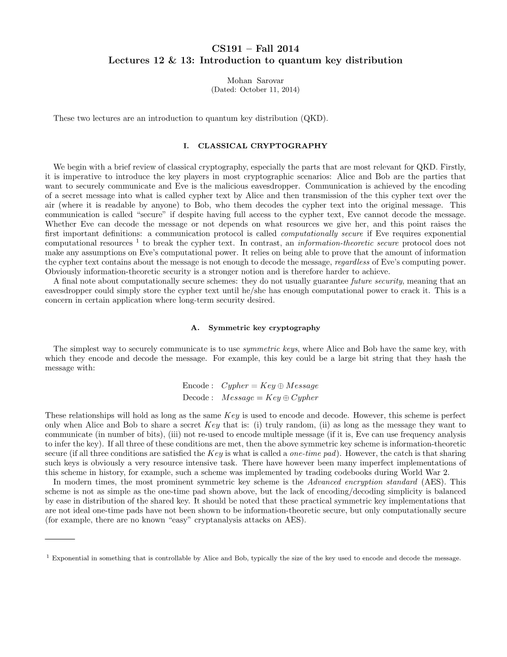 Introduction to Quantum Key Distribution