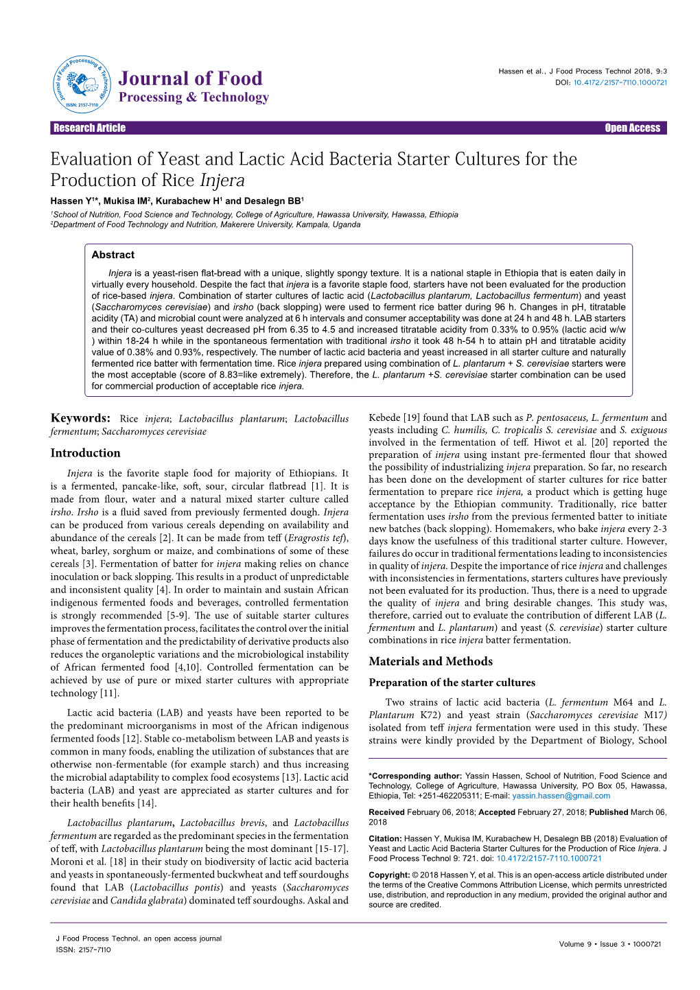 Evaluation of Yeast and Lactic Acid Bacteria Starter Cultures for The