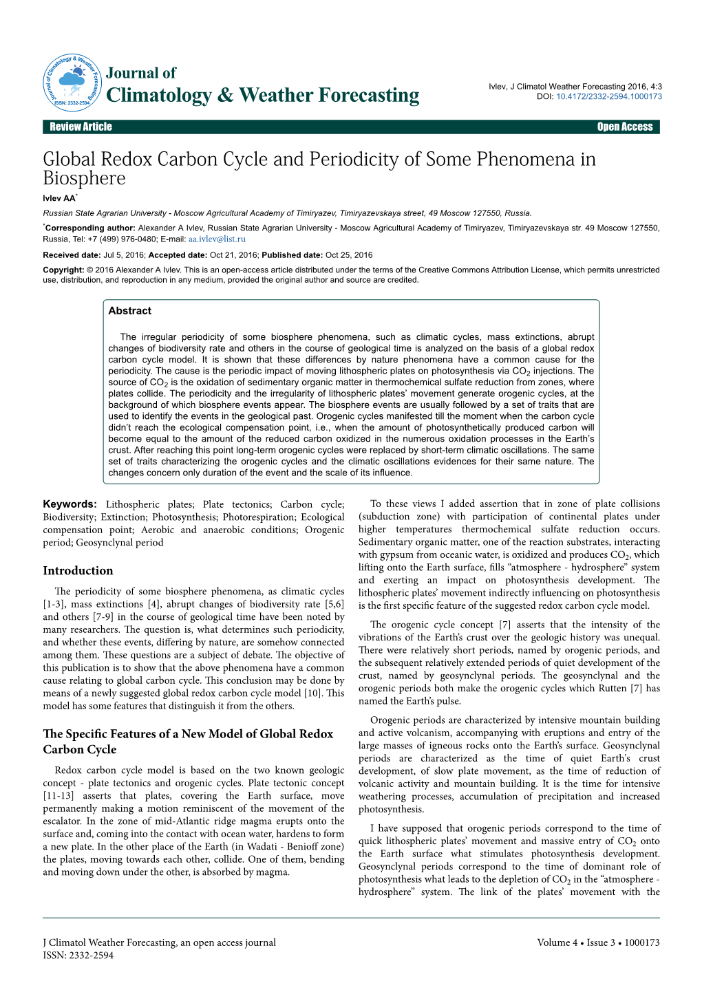 Global Redox Carbon Cycle and Periodicity of Some Phenomena In