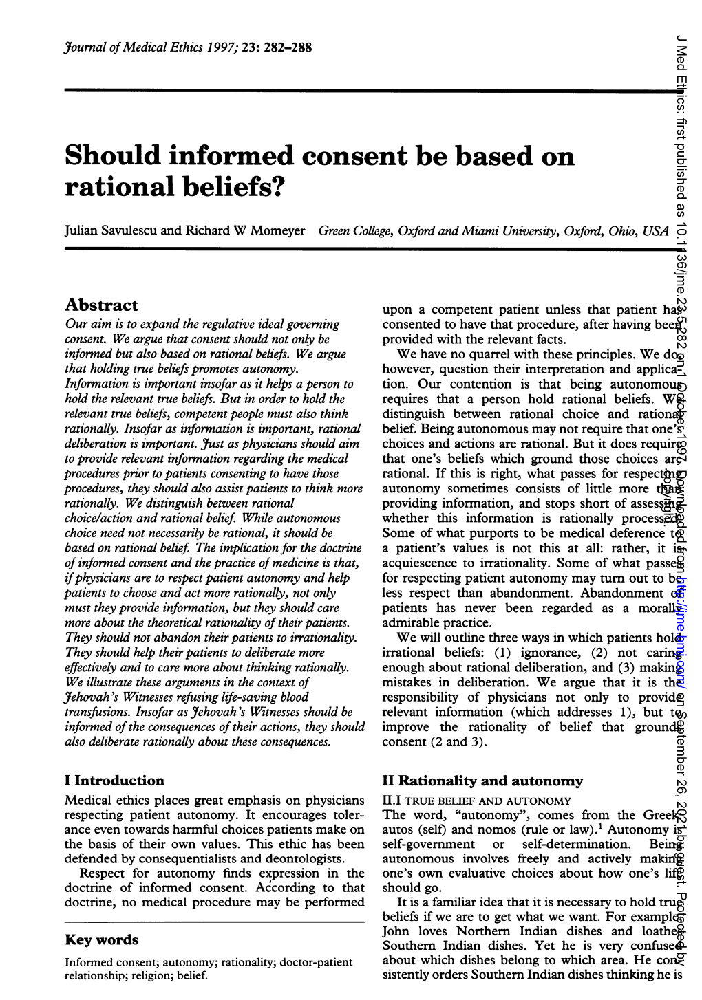 Should Informed Consent Be Based on Rational Beliefs?