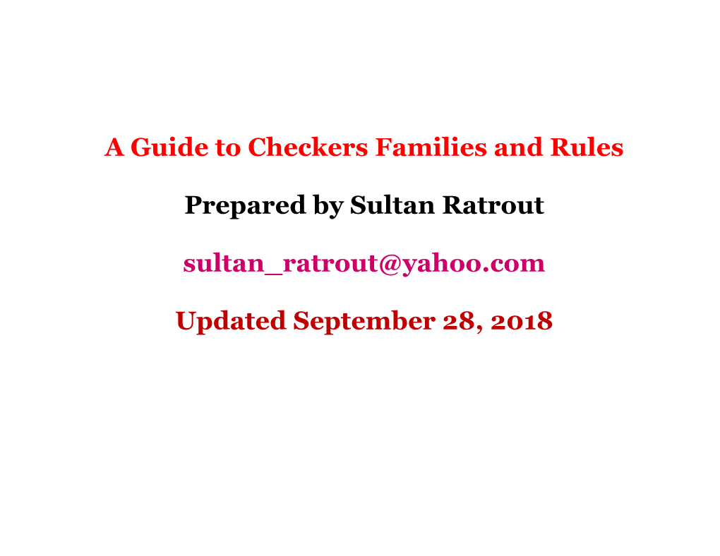 A Guide to Checkers Families and Rules