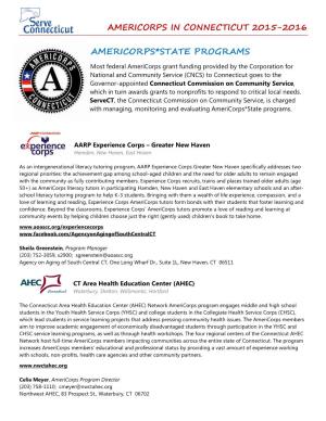 Americorps in Connecticut 2015-2016 Americorps*State