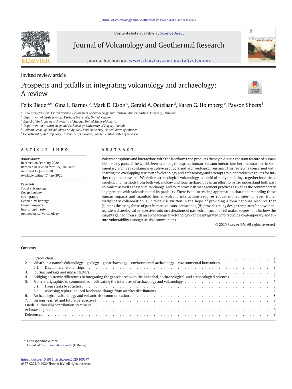 Prospects and Pitfalls in Integrating Volcanology and Archaeology: Areview