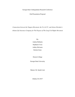 Connections Between the Niagara Movement, the N.A.A.C.P., and Alonzo Herndon’S