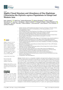 Highly Clonal Structure and Abundance of One Haplotype Characterise the Diplodia Sapinea Populations in Europe and Western Asia