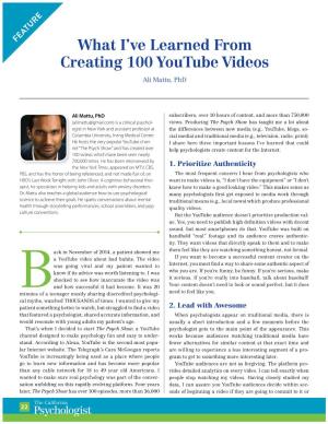 What I've Learned from Creating 100 Youtube Videos