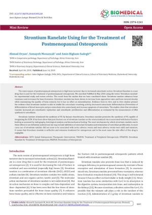 Strontium Ranelate Using for the Treatment of Postmenopausal Osteoporosis