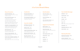 A La Carte Brunch Menu