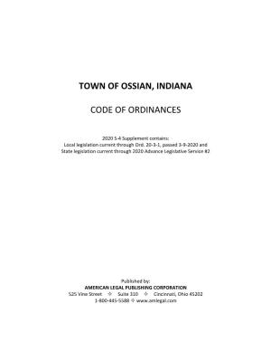 Town of Ossian, Indiana Code of Ordinances