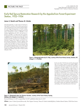 Early Red Spruce Restoration Research by the Appalachian Forest Experiment Duke