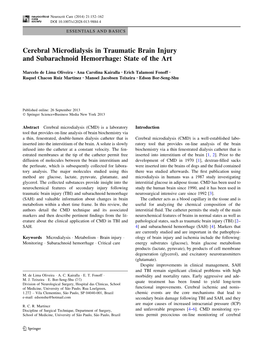 Cerebral Microdialysis in Traumatic Brain Injury and Subarachnoid Hemorrhage: State of the Art