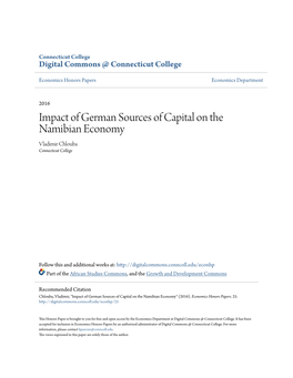 Impact of German Sources of Capital on the Namibian Economy Vladimir Chlouba Connecticut College