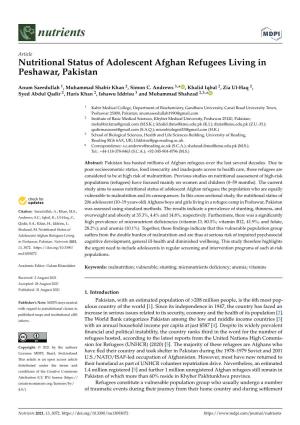 Nutritional Status of Adolescent Afghan Refugees Living in Peshawar, Pakistan
