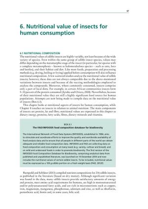 6. Nutritional Value of Insects for Human Consumption