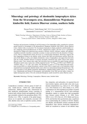 Mineralogy and Petrology of Shoshonitic Lamprophyre Dykes from the Sivarampeta Area, Diamondiferous Wajrakarur Kimberlite ﬁeld, Eastern Dharwar Craton, Southern India