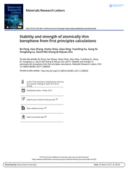 Stability and Strength of Atomically Thin Borophene from First Principles Calculations