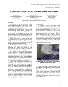 Superstorm Sandy and the Verdant Power Rite Project